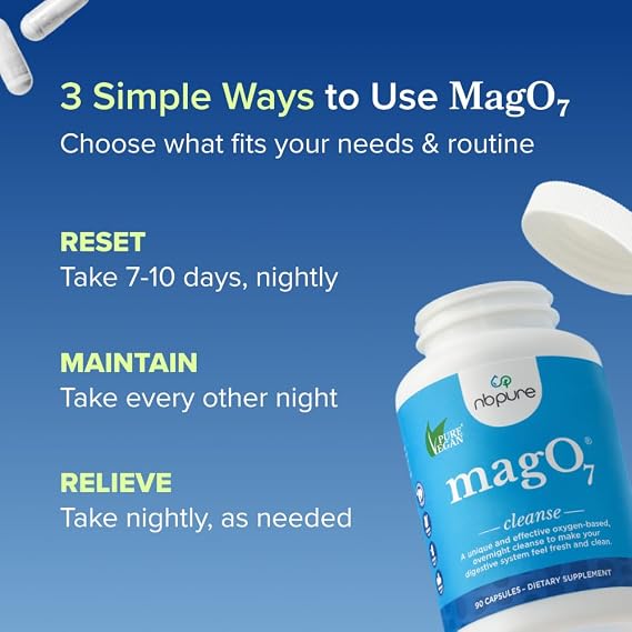 nbpure MagO7 – Magnesium Oxide Colon Cleanse & Digestive Support, 90 Capsules
