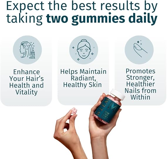 WEEM Hair, Skin & Nails Gummies – Extra Strength, Biotin Vitamins