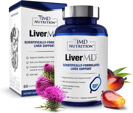 1MD Nutrition LiverMD – Liver Support with Milk Thistle & NAC, 60 Capsules