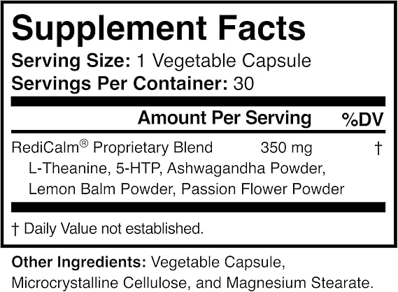 RediCalm Natural Stress Relief and Calming Supplement, Vegan, Gluten-Free