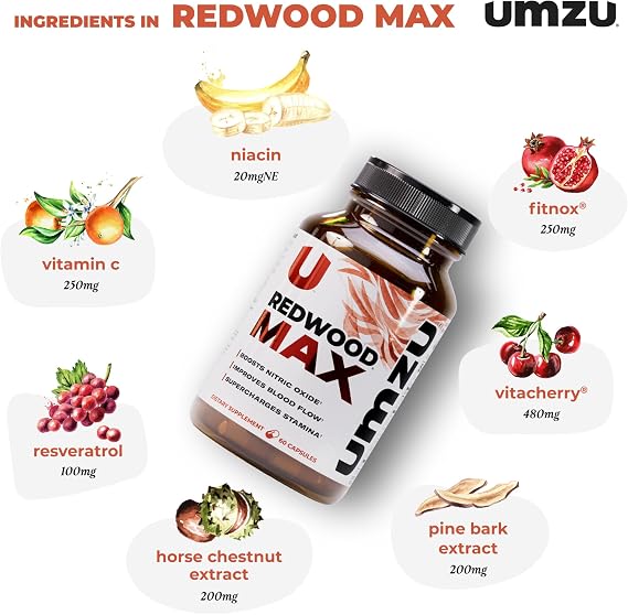 UMZU Redwood Max Nitric Oxide Booster, 1 Month Supply