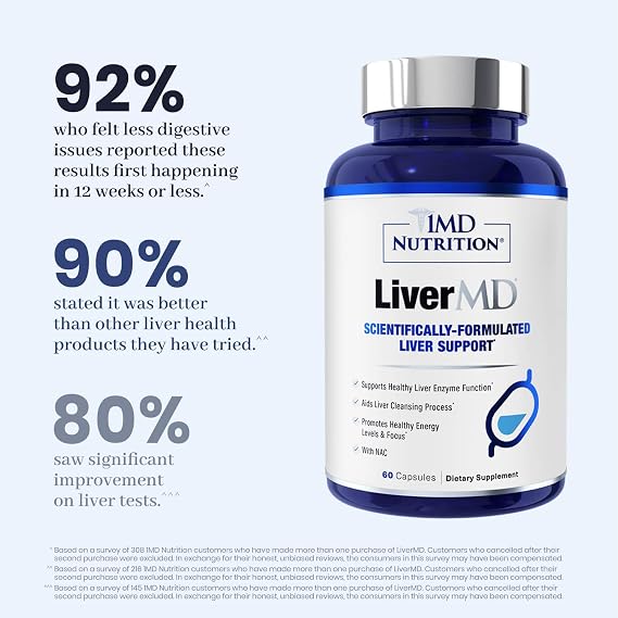 1MD Nutrition LiverMD – Liver Support with Milk Thistle & NAC, 60 Capsules