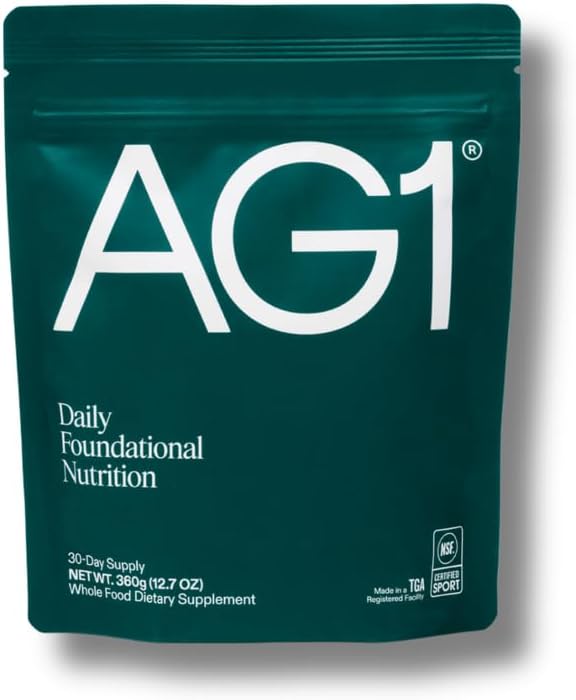 AG1 Greens Powder Superfood – 75 Vitamins, Probiotics & Adaptogens | 360g Refill Pouch