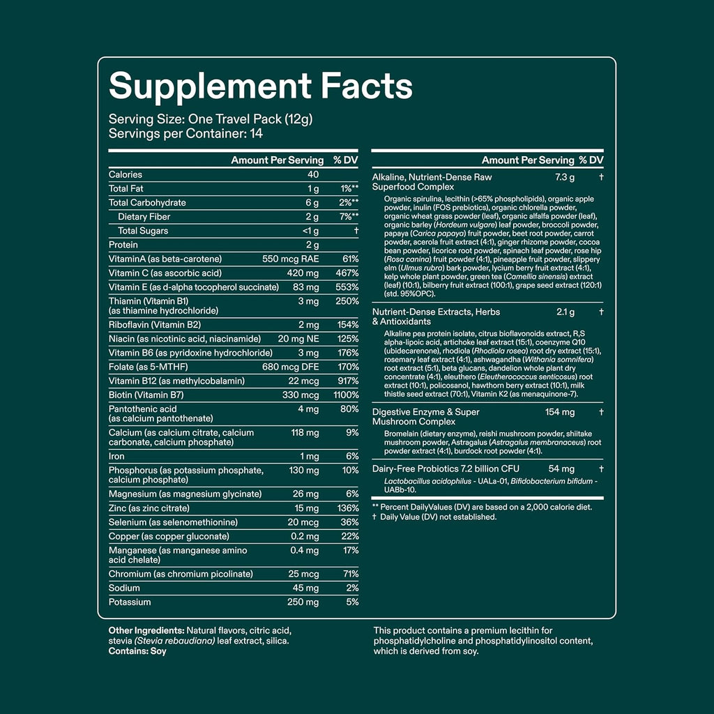 AG1 Greens Powder Superfood – 75 Vitamins, Probiotics & Adaptogens | 360g Refill Pouch