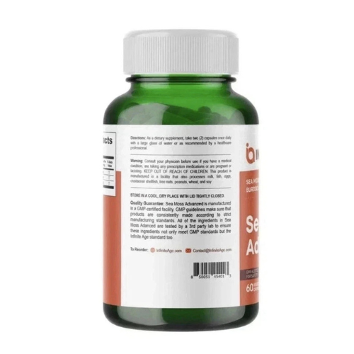 High-Potency Sea Moss Superfood Supplement – 1250mg Vegan Formula – 60 Capsules