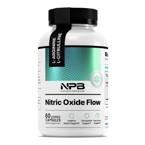 L-Arginine Nitric Oxide Support Supplement – Heart & Circulation Wellness Formula – 60 Capsules