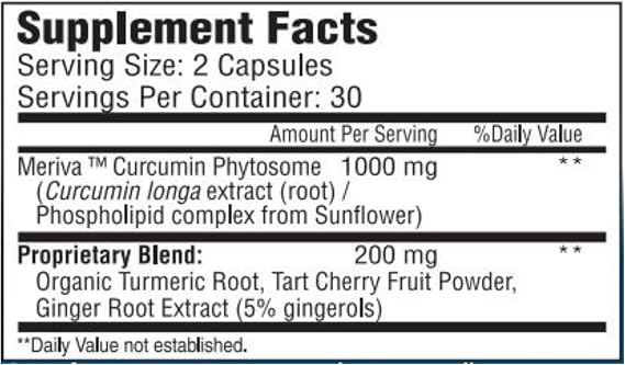 Turmeric Curcumin, Meriva, Tart Cherry, Ginger, 60 Capsules