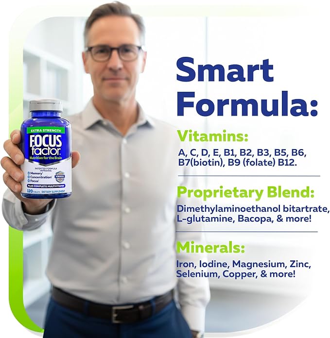 Focus Factor Extra Strength – Brain, Memory & Focus Support, 120 Count