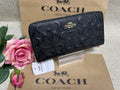 Coach F53834 Long Zip Around Wallet Signature Leather Black