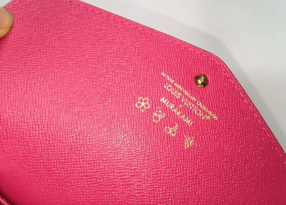 Louis Vuitton White Multicolor Takashi Murakami Sarah Long Wallet – Pink Interior with Box