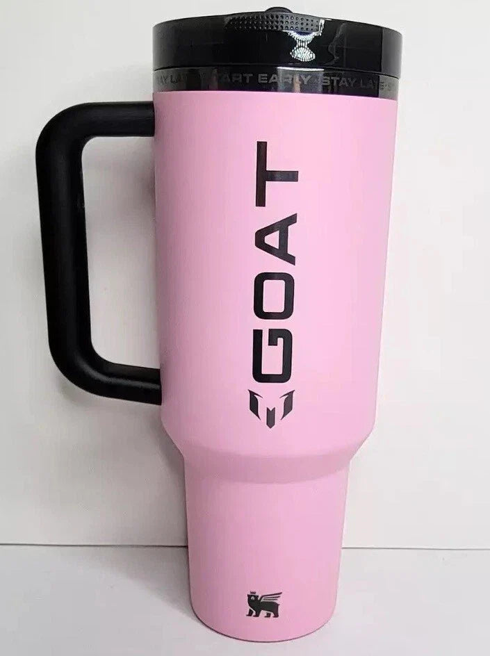 The Messi x Stanley Quencher ProTour Flip Straw Tumbler 40 OZ GOAT Pink
