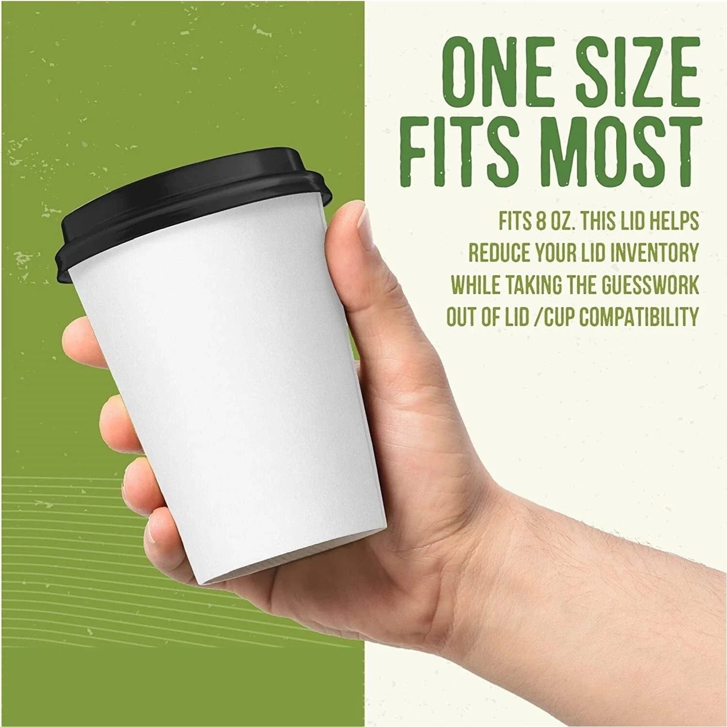 1000 Pack of 8oz Coffee Cup Lids, Anti-Spill Design, Perfect for Travel & Home