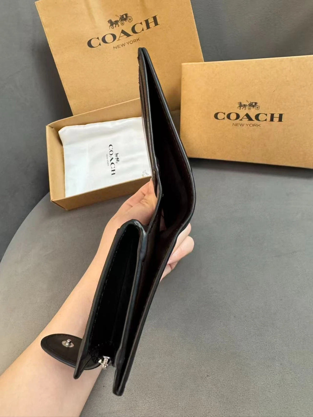 NEW COACH Medium Corner Zip Wallet With Star Print CW530 Black