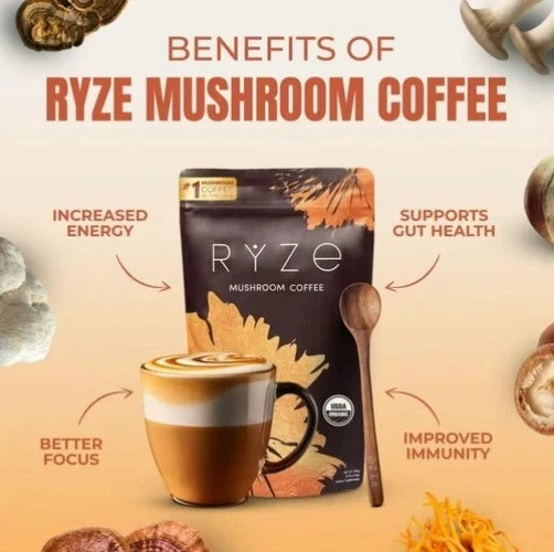 Organic Rýze Mushroom Coffee 30 Servings Instant Coffee