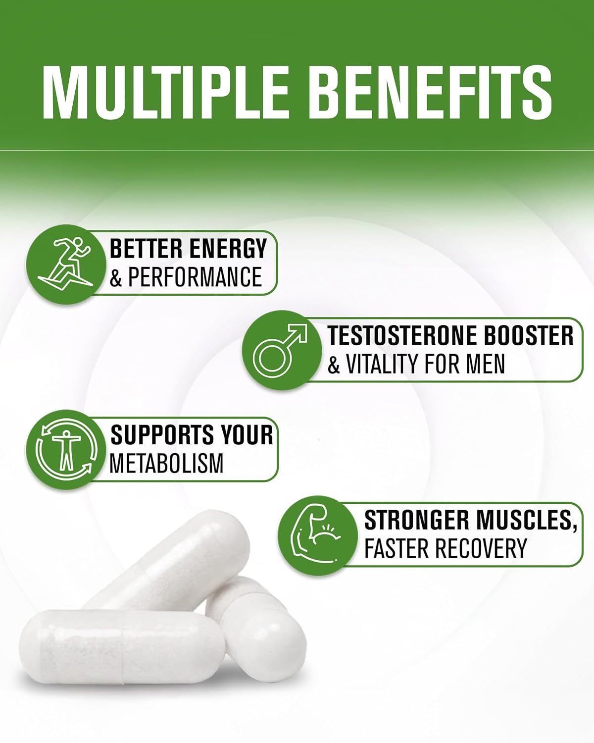 Testosterone Support Supplement – Energy, Strength & Metabolism Formula | 180 Capsules