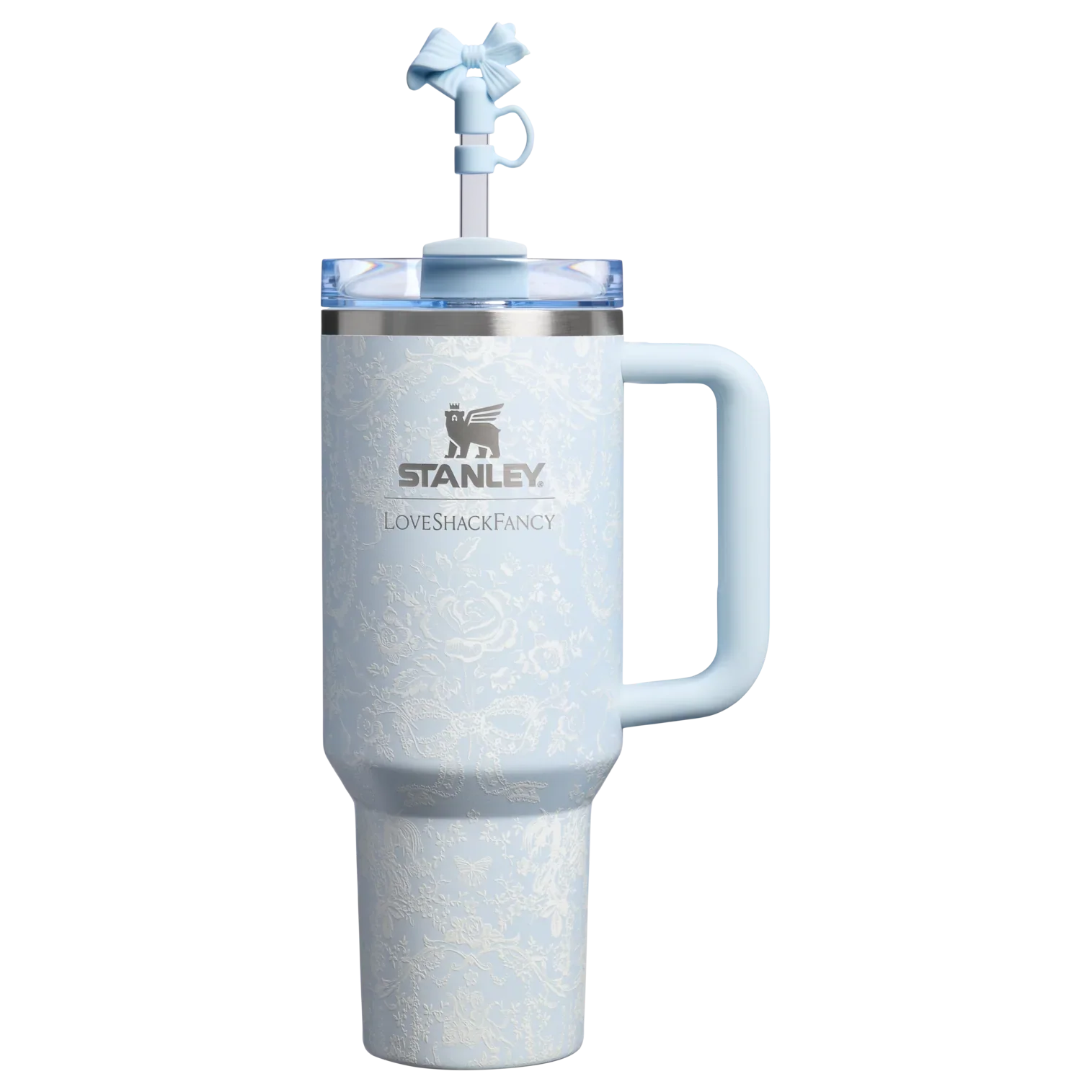 Stanley x LoveShackFancy Holiday Quencher H2.0 FlowState Tumbler 40 oz – Toscana Toile Alpine Blue