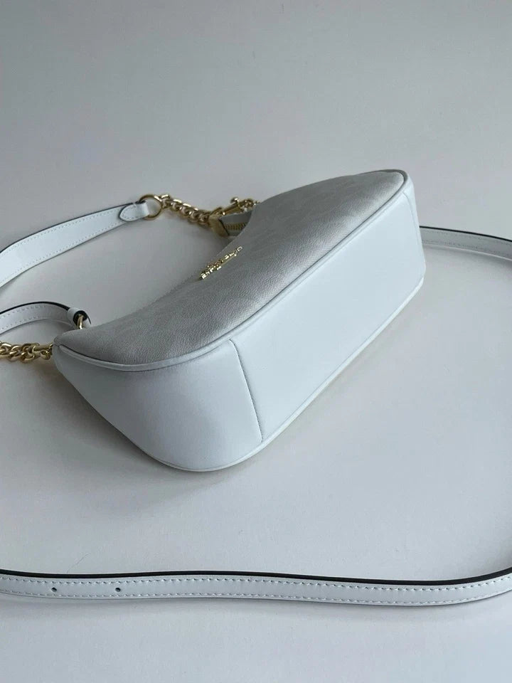 Coach Teri 2-Way Shoulder Bag in Signature Coated Canvas – White CA548 Crossbody Purse
